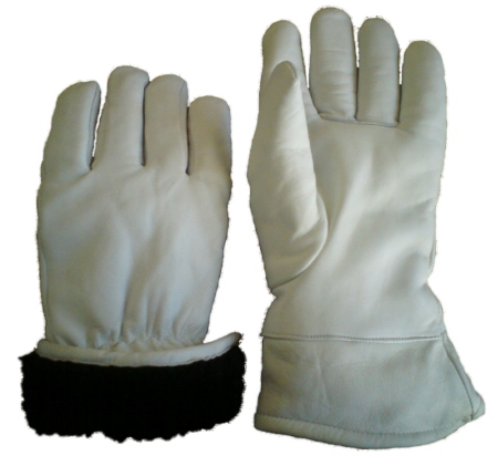 P. GUANTES FRIO PIEL FLOR GRIS 30 CM FORRADOS