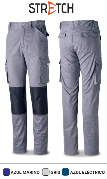 PANTALON STRETCH PRO REFORZADO BICOLOR GRIS/NEGRO MARINO/NEGRO mod. 588
